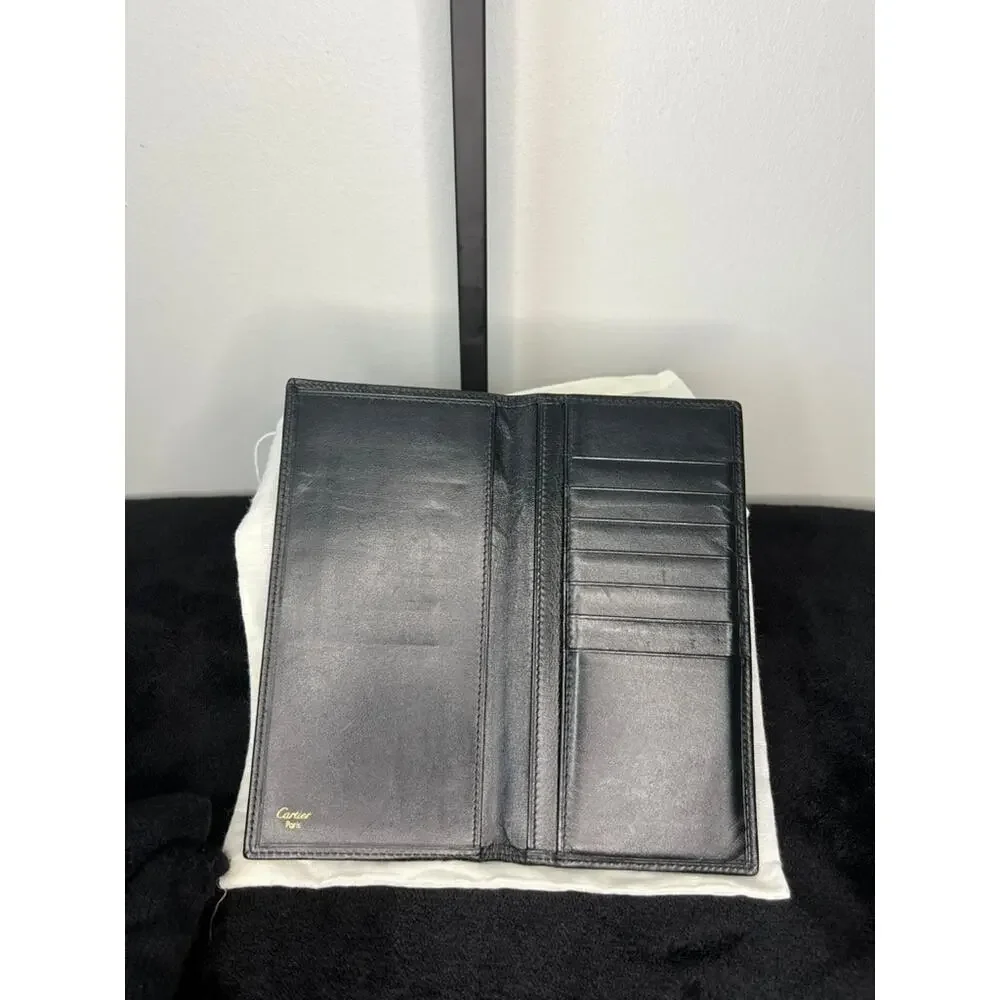 Cartier Must de Cartier Black Leather Long Wallet Card Holder Made in France